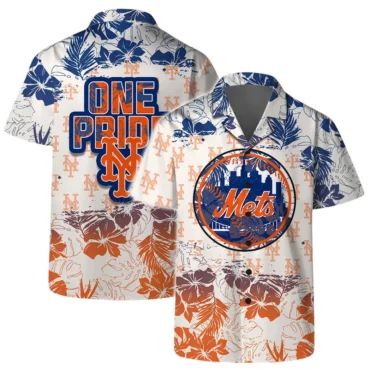 New York Mets Team Logo One Pride Hawaiian Shirt Unisex T-shirt, Sweatshirt, Hoodie, Long Sleeve Tee - T-Shirt, Sweatshirt, Hoodie