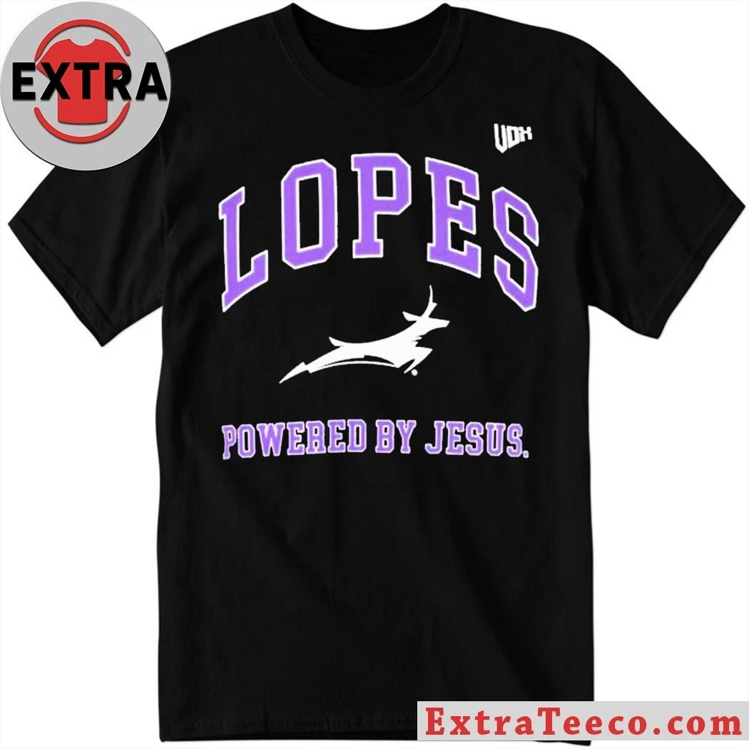 Original UDX Mens Black Lopes Powered by Jesus Logo Shirt Unisex T-shirt, Sweatshirt, Hoodie, Long Sleeve Tee - T-Shirt, Sweatshirt, Hoodie