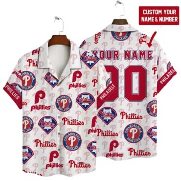 Philadelphia Phillies Custom Logo Hawaiian Shirt Unisex T-shirt, Sweatshirt, Hoodie, Long Sleeve Tee - T-Shirt, Sweatshirt, Hoodie