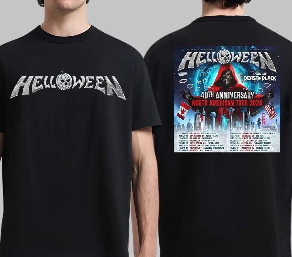 Helloween 40th Anniversary North American Tour 2026 Double Side T-Shirt Unisex T-shirt, Sweatshirt, Hoodie, Long Sleeve Tee - T-Shirt, Sweatshirt, Hoodie