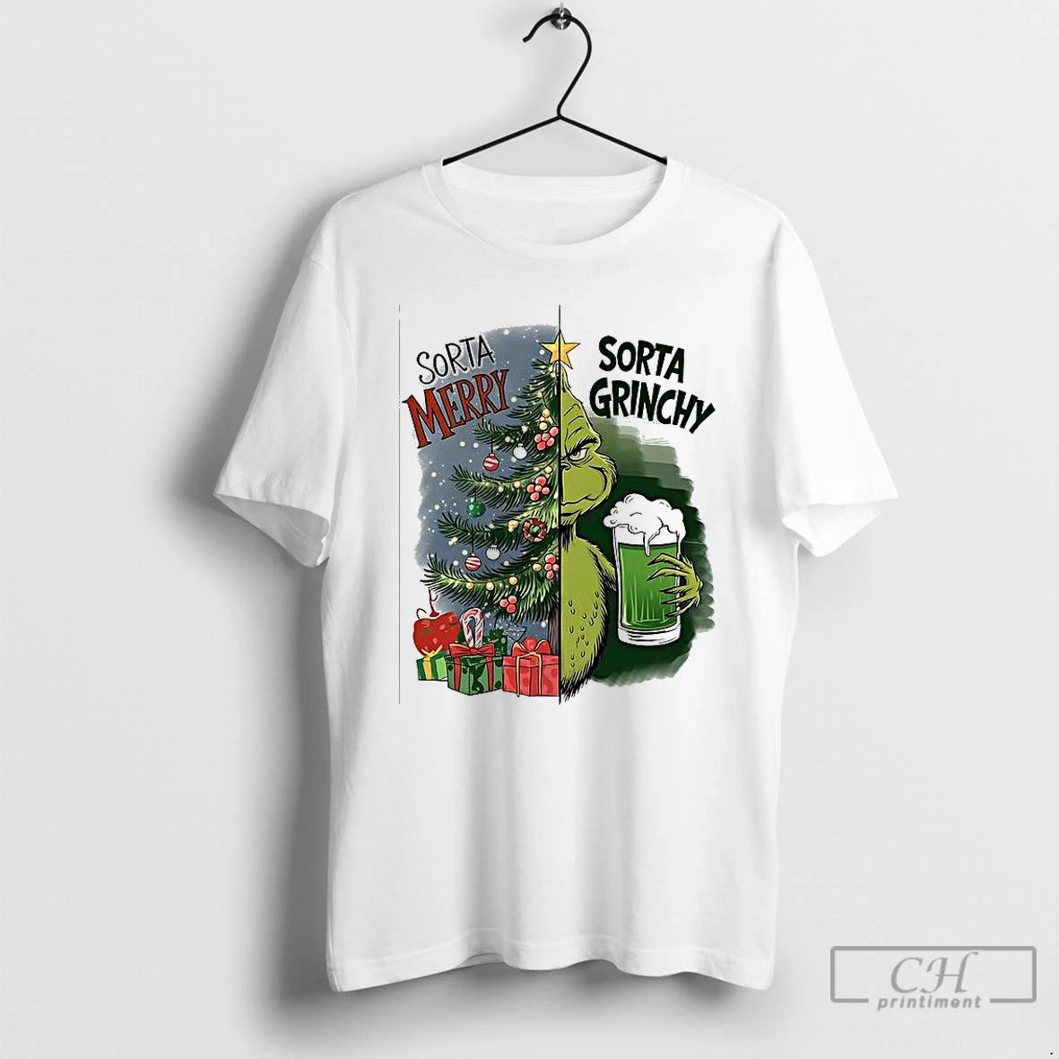 Premium Grinch Sorta Merry Sorta Grinchy Christmas Holiday T Shirts Unisex T-shirt, Sweatshirt, Hoodie, Long Sleeve Tee - T-Shirt, Sweatshirt, Hoodie