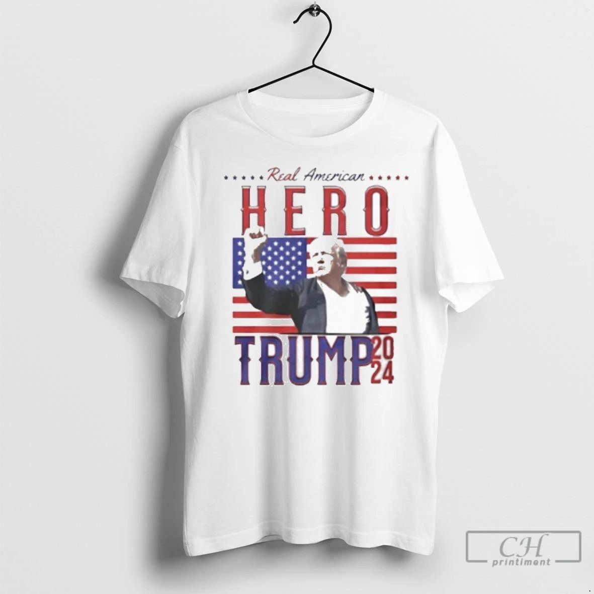 Premium Trump Real American Hero 2024 Unisex T-shirt, Sweatshirt, Hoodie, Long Sleeve Tee - T-Shirt, Sweatshirt, Hoodie