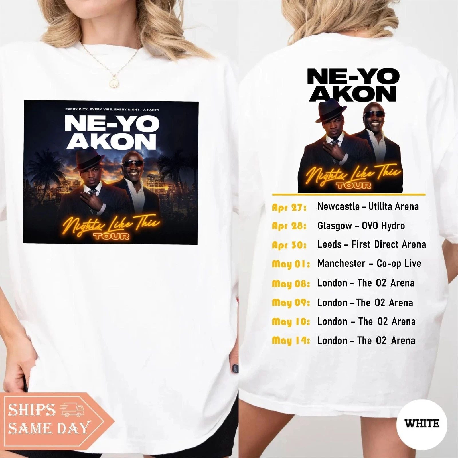 Ne-yo Akon T Shirt, Nights Like This Tour 2026 T-Shirt Unisex T-shirt, Sweatshirt, Hoodie, Long Sleeve Tee - T-Shirt, Sweatshirt, Hoodie