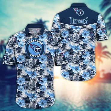 Tennessee Titans Floral Wave Hawaiian Shirt Unisex T-shirt, Sweatshirt, Hoodie, Long Sleeve Tee - T-Shirt, Sweatshirt, Hoodie