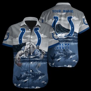 Personalized Indianapolis Colts Sunlit Wave Hawaiian Shirt Unisex T-shirt, Sweatshirt, Hoodie, Long Sleeve Tee - T-Shirt, Sweatshirt, Hoodie