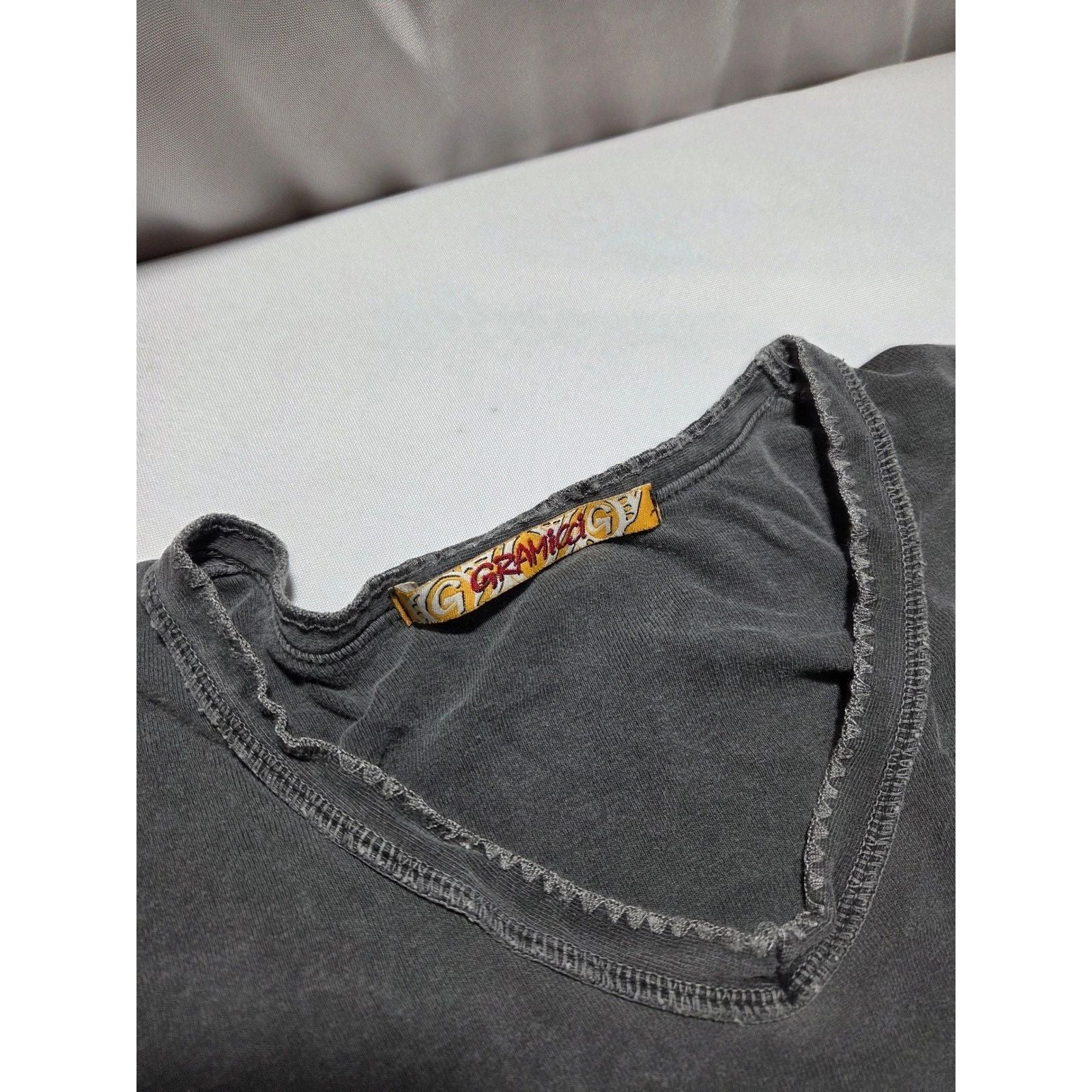Gramicci Long Sleeve V-Neck Shirt Faded Charcoal Gray Outdoor Casual Mens Large Unisex T-shirt, Sweatshirt, Hoodie, Long Sleeve Tee - T-Shirt, Sweatshirt, Hoodie