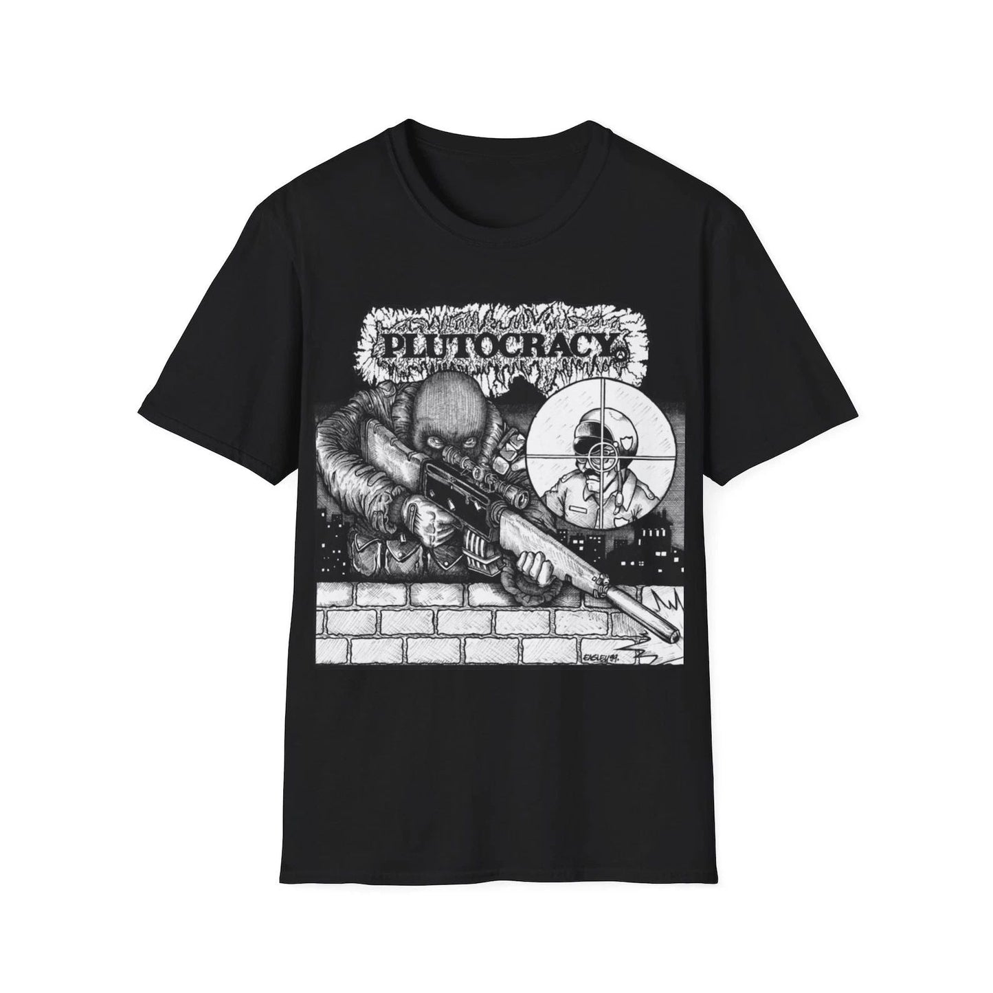 PLUTOCRACY 'Sniping Pigz' T-Shirt Powerviolence Grindcore Crust Hardcore Punk Te Unisex T-shirt, Sweatshirt, Hoodie, Long Sleeve Tee - T-Shirt, Sweatshirt, Hoodie