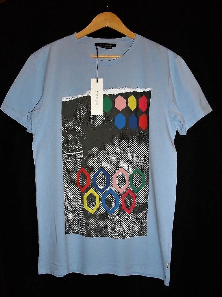 Marc Jacobs Mens Blue TShirt  100% Cotton Jersey Front Print Round Neck M Unisex T-shirt, Sweatshirt, Hoodie, Long Sleeve Tee - T-Shirt, Sweatshirt, Hoodie