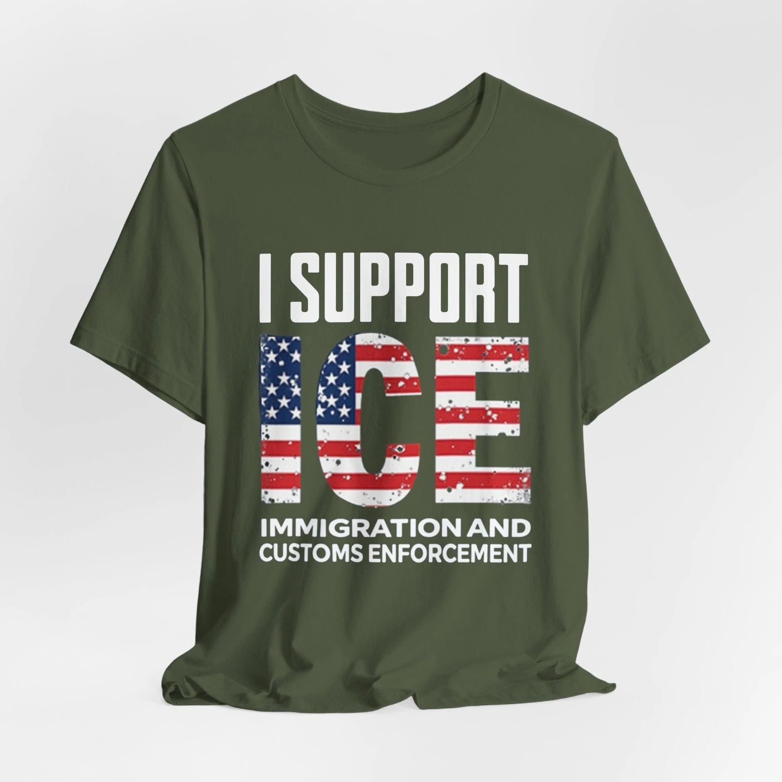 ICE Support Shirt, Patriotic Tee, American Flag Top, Immigration Customs Unisex T-shirt, Sweatshirt, Hoodie, Long Sleeve Tee - T-Shirt, Sweatshirt, Hoodie