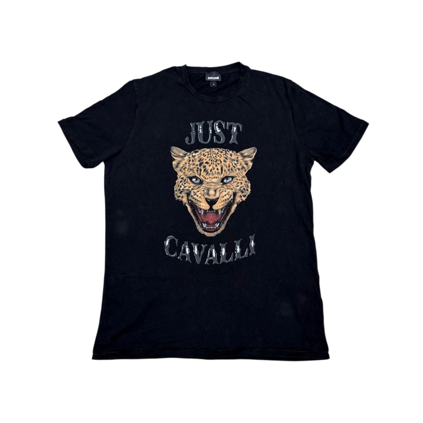 Just Cavalli Leopard Tiger Print T Shirt Tee Black Luxury Men's Size Slim L M Unisex T-shirt, Sweatshirt, Hoodie, Long Sleeve Tee - T-Shirt, Sweatshirt, Hoodie
