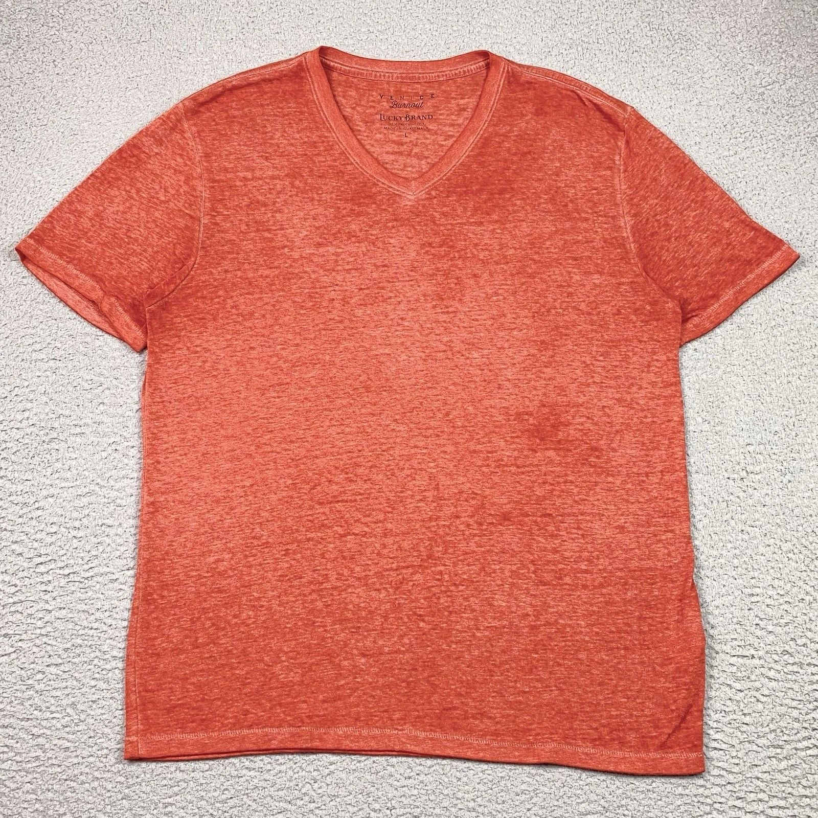 Lucky Brand Venice Burnout Men's Size L Red Short Sleeve V Neck T Shirt Light Unisex T-shirt, Sweatshirt, Hoodie, Long Sleeve Tee - T-Shirt, Sweatshirt, Hoodie