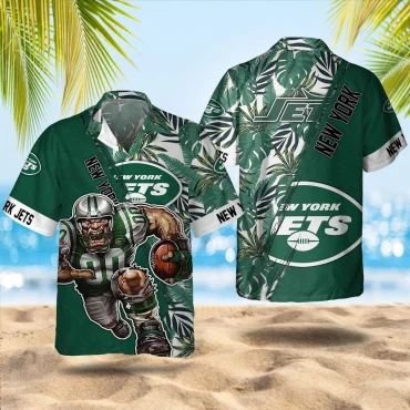 New York Jets Tropical Gridiron Hawaiian Shirt Unisex T-shirt, Sweatshirt, Hoodie, Long Sleeve Tee - T-Shirt, Sweatshirt, Hoodie