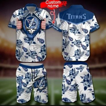 Personalized Tennessee Titans Floral Skull Hawaiian Shirt Unisex T-shirt, Sweatshirt, Hoodie, Long Sleeve Tee - T-Shirt, Sweatshirt, Hoodie