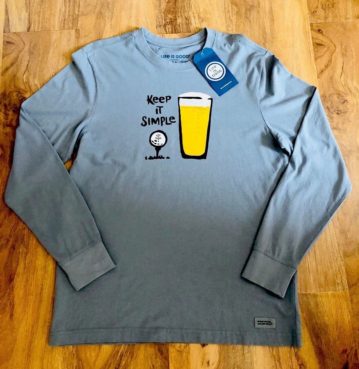 NWT Life Is Good Men T-Shirt Keep It Simple Golf Beer Cotton Gray Long Sleeve M Unisex T-shirt, Sweatshirt, Hoodie, Long Sleeve Tee - T-Shirt, Sweatshirt, Hoodie