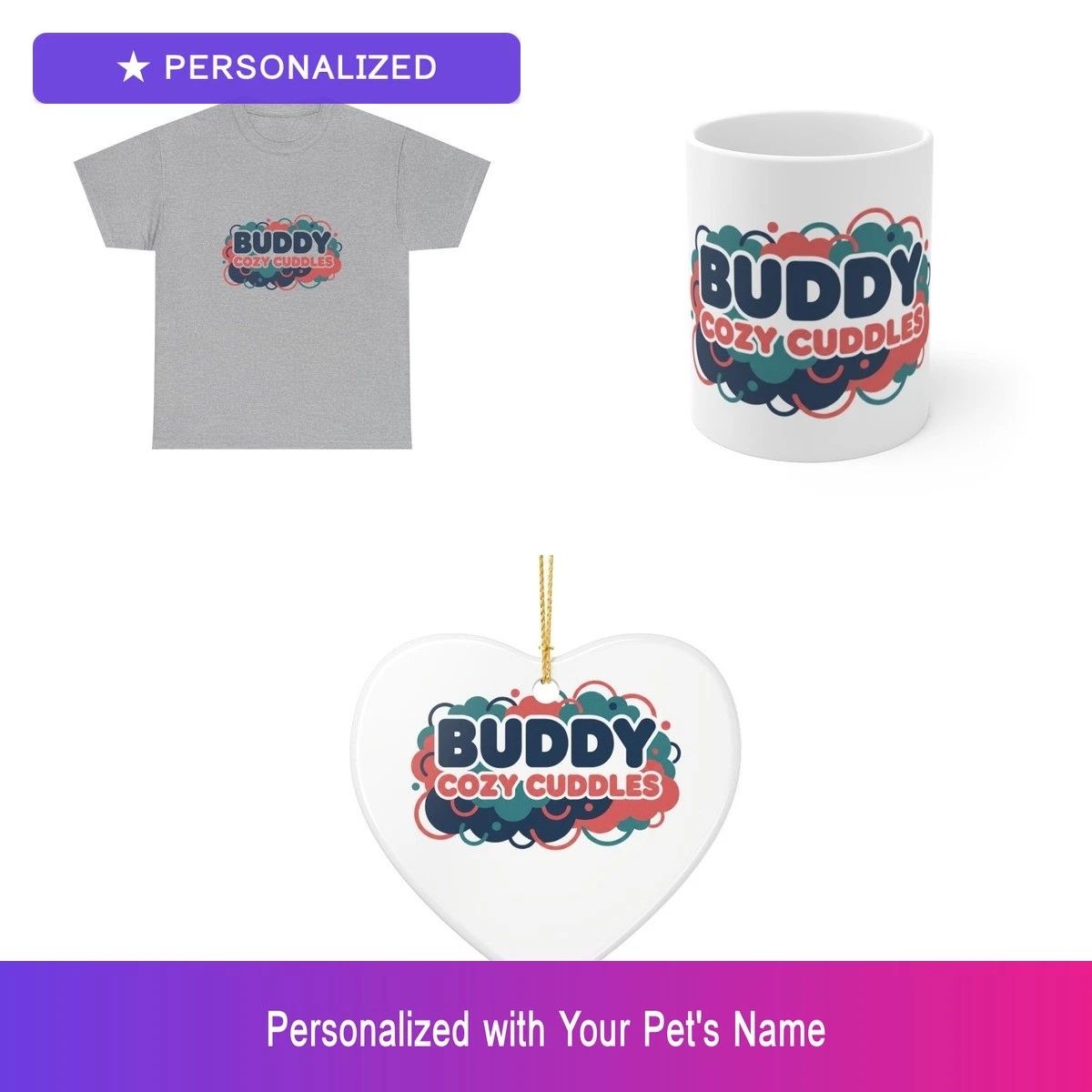 Custom Shih Tzu Pet Lover Gift Set Shirt Mug Ornament Personalized Name Bundle Unisex T-shirt, Sweatshirt, Hoodie, Long Sleeve Tee - T-Shirt, Sweatshirt, Hoodie