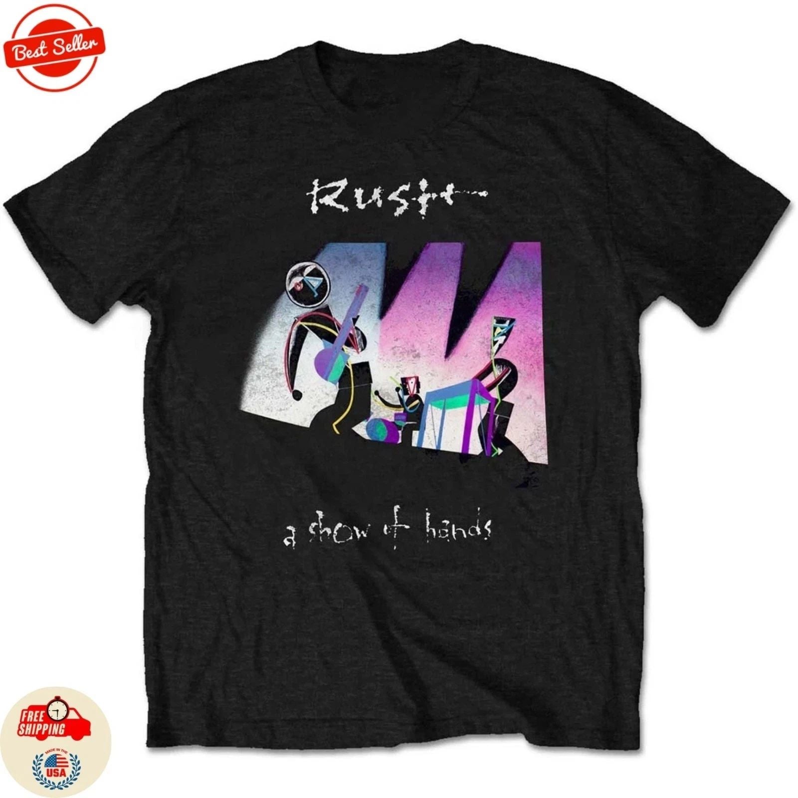 Vintage Rush Band Show Of Hands T-Shirt Unisex T-shirt, Sweatshirt, Hoodie, Long Sleeve Tee - T-Shirt, Sweatshirt, Hoodie