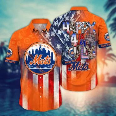 New York Mets Happy 4th Of July Hawaiian Shirt Unisex T-shirt, Sweatshirt, Hoodie, Long Sleeve Tee - T-Shirt, Sweatshirt, Hoodie