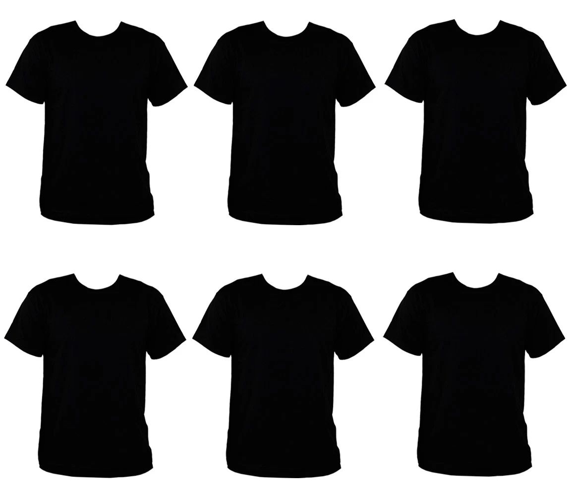 PACK OF 6 MENS BLACK CREW NECK T-SHIRT 100% COTTON ADULT SUMMER FASHION S-XXL Unisex T-shirt, Sweatshirt, Hoodie, Long Sleeve Tee - T-Shirt, Sweatshirt, Hoodie