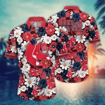 Boston Red Sox Bold Floral Glory Hawaiian Shirt Unisex T-shirt, Sweatshirt, Hoodie, Long Sleeve Tee - T-Shirt, Sweatshirt, Hoodie