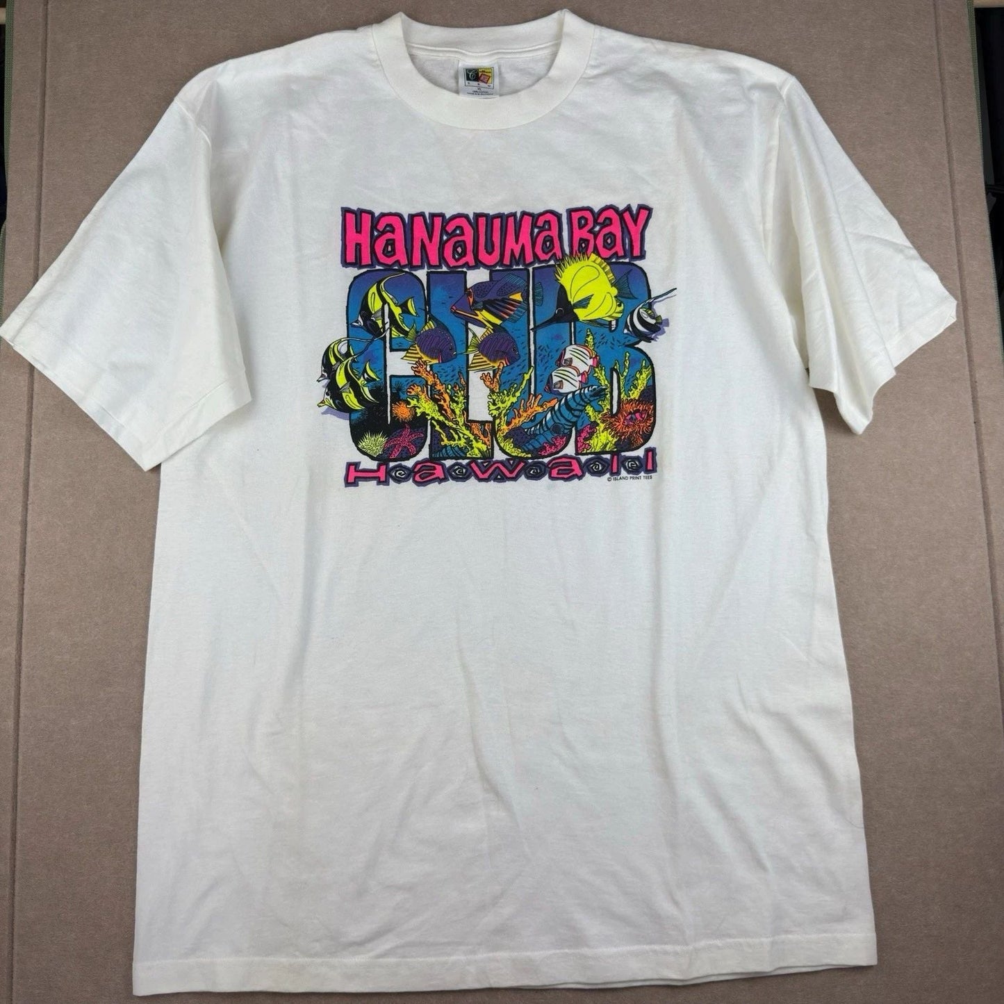 Island Print Tees Shirt Mens XL White Hawaii Hanauma Bay Fish Graphic T-Shirt Unisex T-shirt, Sweatshirt, Hoodie, Long Sleeve Tee - T-Shirt, Sweatshirt, Hoodie