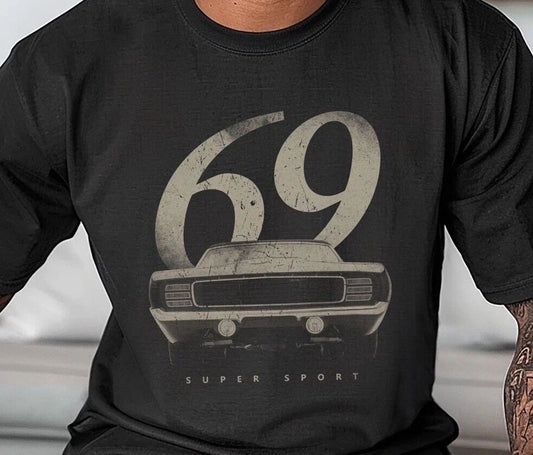 1969 Chevrolet Camaro SS T-Shirt on Vintage Black Comfort Colors Tee Unisex T-shirt, Sweatshirt, Hoodie, Long Sleeve Tee - T-Shirt, Sweatshirt, Hoodie