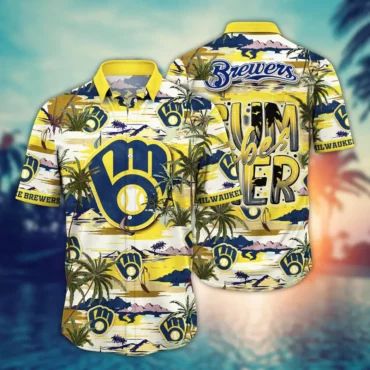Milwaukee Brewers Summer Vibes Hawaiian Shirt Unisex T-shirt, Sweatshirt, Hoodie, Long Sleeve Tee - T-Shirt, Sweatshirt, Hoodie