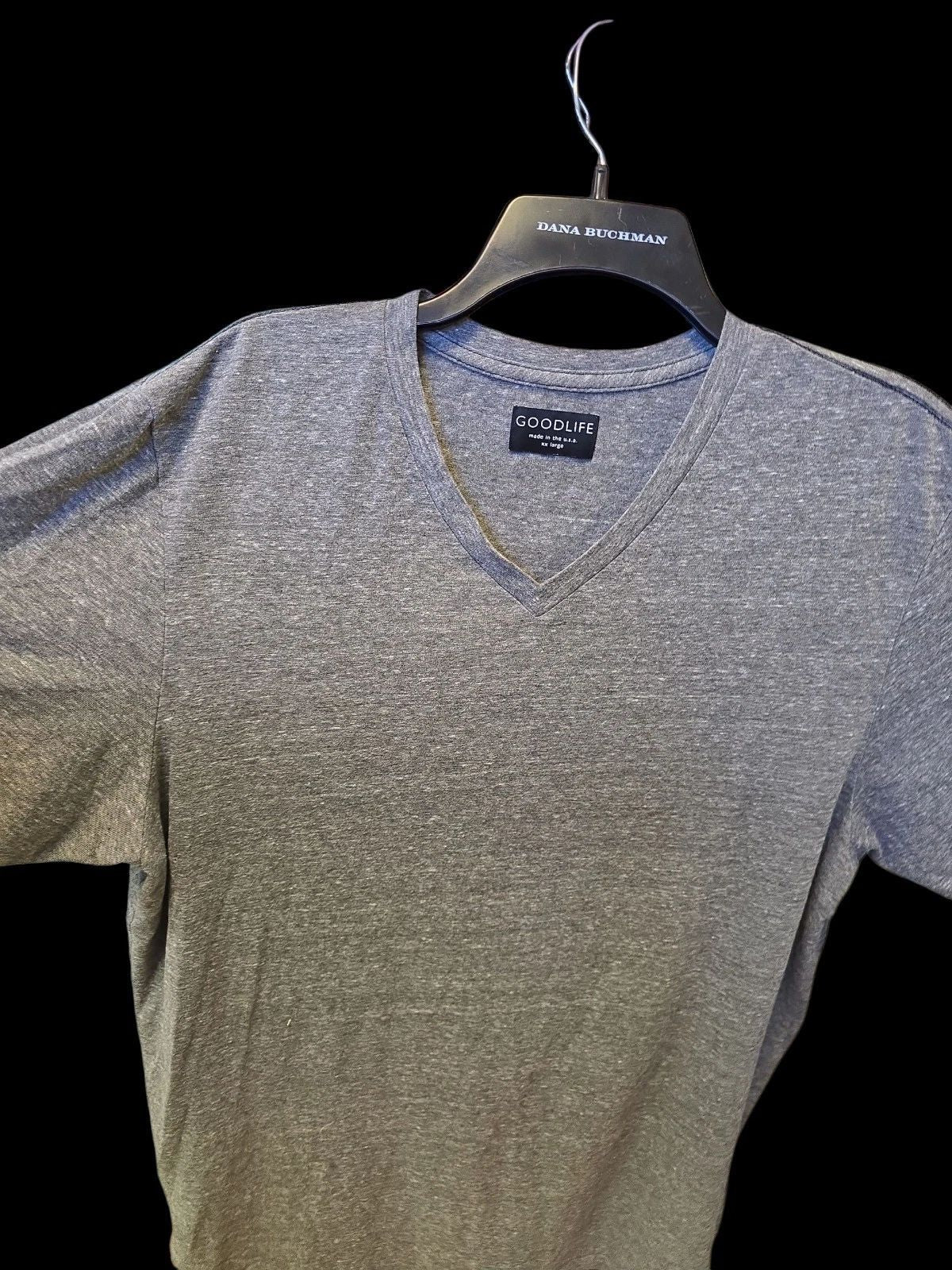 $60 GOODLIFE Made In USA T-Shirt Mens 2XL V-Neck Tee Minimalist Curve Hem Gray Unisex T-shirt, Sweatshirt, Hoodie, Long Sleeve Tee - T-Shirt, Sweatshirt, Hoodie