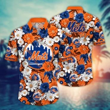 New York Mets Paper Flower Hawaiian shirt Unisex T-shirt, Sweatshirt, Hoodie, Long Sleeve Tee - T-Shirt, Sweatshirt, Hoodie