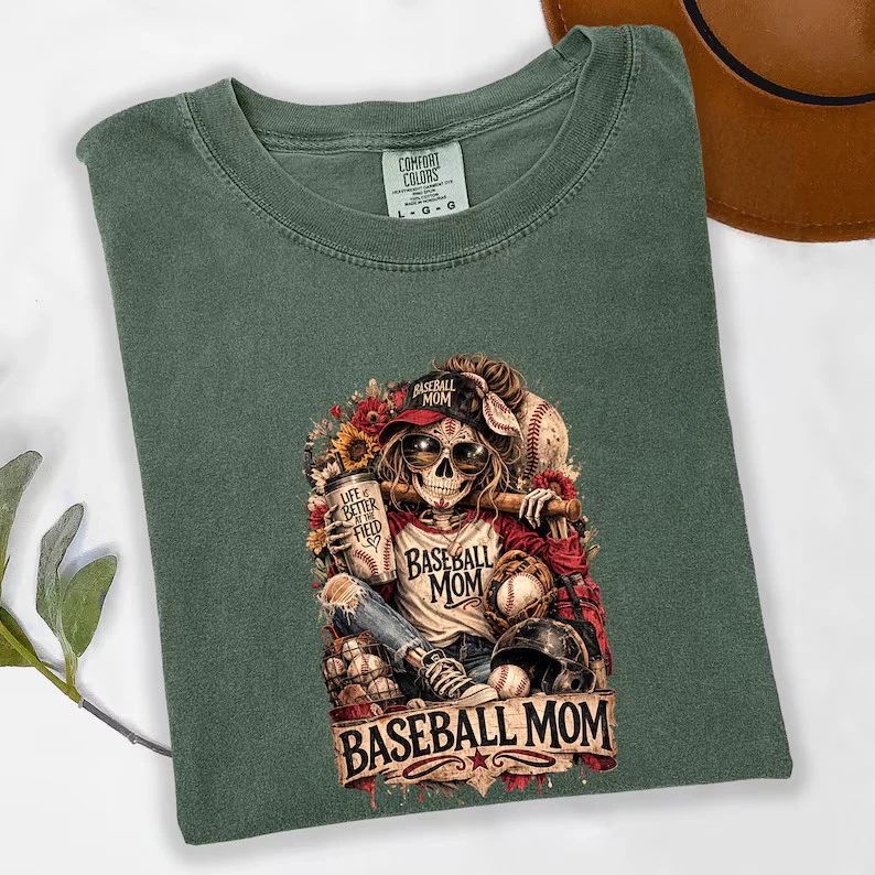 Skull Baseball Mom Comfort T-Shirt Cute Skeleton Game Day Unisex T-shirt, Sweatshirt, Hoodie, Long Sleeve Tee - T-Shirt, Sweatshirt, Hoodie