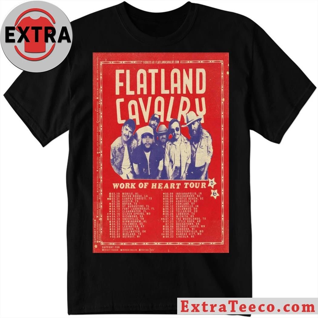 Flatland Cavalry Work Of Heart Tour 26 Poster Shirt Unisex T-shirt, Sweatshirt, Hoodie, Long Sleeve Tee - T-Shirt, Sweatshirt, Hoodie