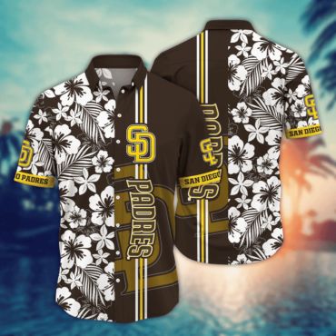 San Diego Padres Hibiscus Breeze Hawaiian Shirt Unisex T-shirt, Sweatshirt, Hoodie, Long Sleeve Tee - T-Shirt, Sweatshirt, Hoodie