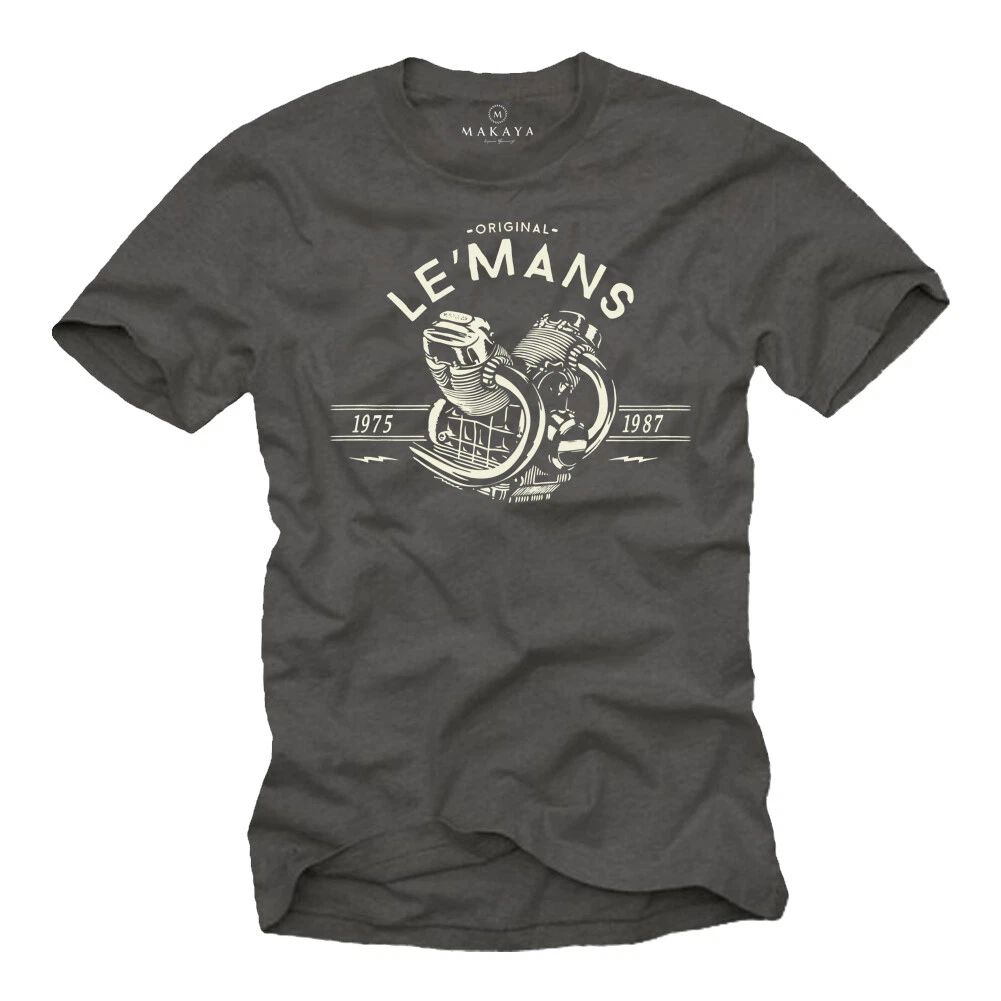 Vintage Biker Mens T-Shirt with Le Mans Engine - Mens Custom Motorcycle Shirt Unisex T-shirt, Sweatshirt, Hoodie, Long Sleeve Tee - T-Shirt, Sweatshirt, Hoodie