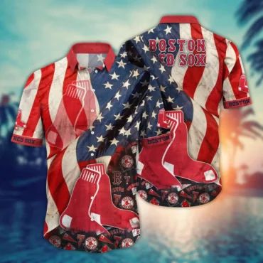 Boston Red Sox Vintage American Pride Hawaiian Shirt Unisex T-shirt, Sweatshirt, Hoodie, Long Sleeve Tee - T-Shirt, Sweatshirt, Hoodie