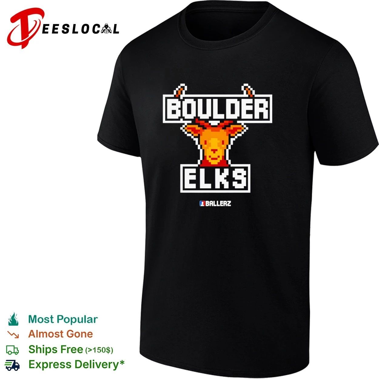 Boulder Elks Ballerz pixel art sports team T-shirt Unisex T-shirt, Sweatshirt, Hoodie, Long Sleeve Tee - T-Shirt, Sweatshirt, Hoodie