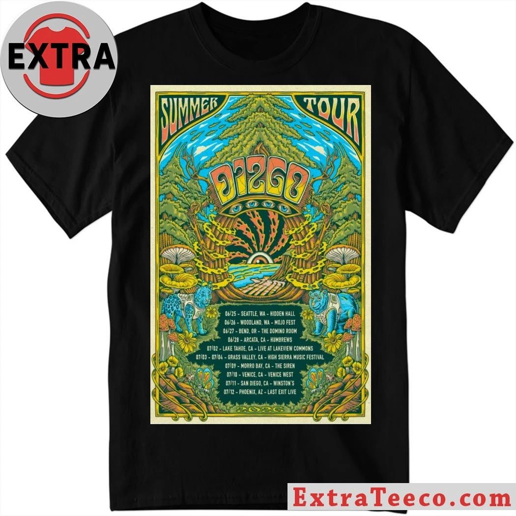 Original Dizgo Summer Tour 2026 Poster Shirt Unisex T-shirt, Sweatshirt, Hoodie, Long Sleeve Tee - T-Shirt, Sweatshirt, Hoodie