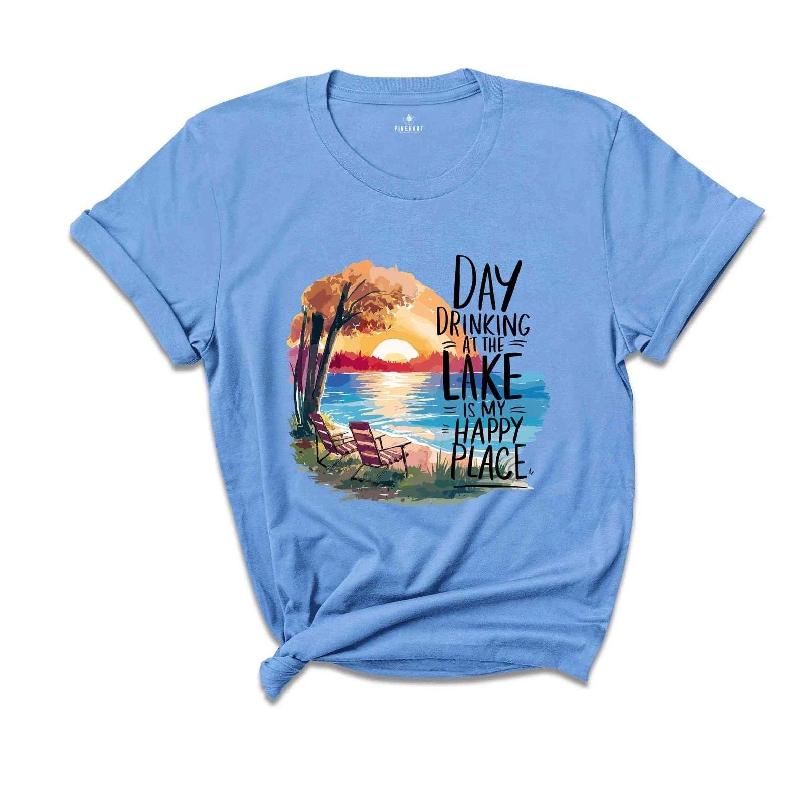 Day Drinking On The Lake Is My Happy Place, Day Drinking Shirt, Lake Shirt, Cute Unisex T-shirt, Sweatshirt, Hoodie, Long Sleeve Tee - T-Shirt, Sweatshirt, Hoodie