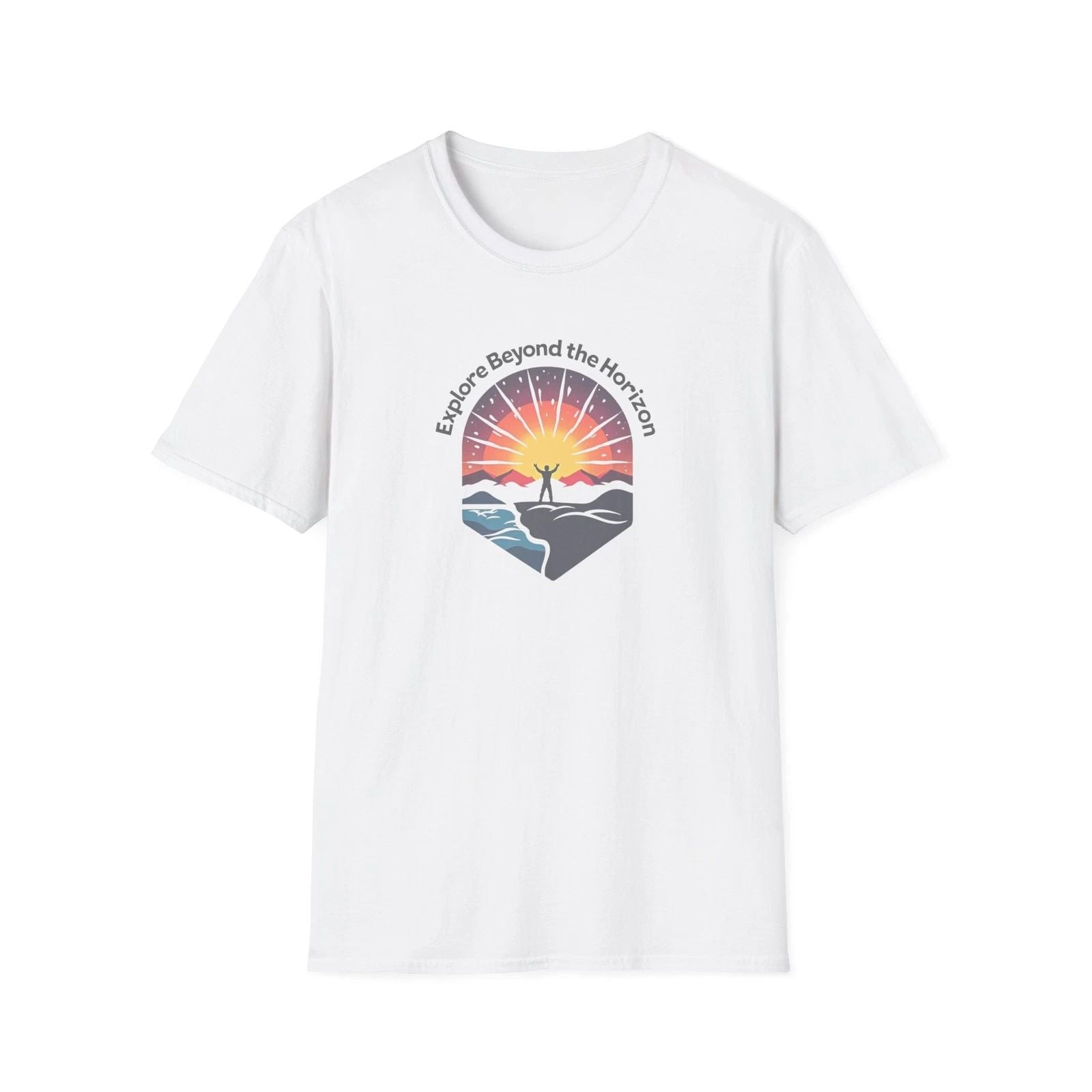 Explore Beyond the Horizon T-Shirt | Sunset Adventure Graphic Unisex T-shirt, Sweatshirt, Hoodie, Long Sleeve Tee - T-Shirt, Sweatshirt, Hoodie
