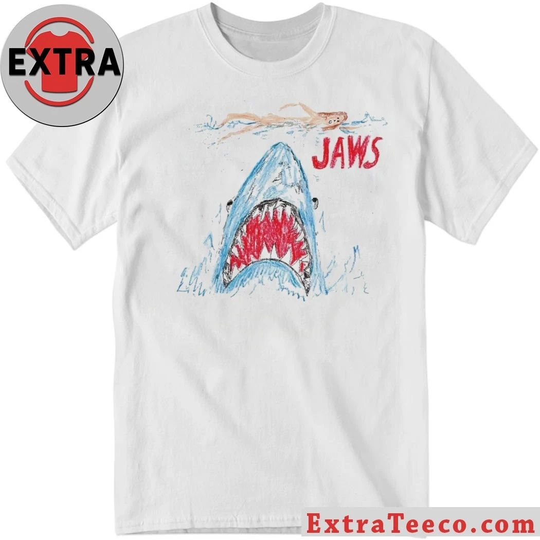 Shirt featuring a crayon drawing inspired by the movie Jaws Unisex T-shirt, Sweatshirt, Hoodie, Long Sleeve Tee - T-Shirt, Sweatshirt, Hoodie