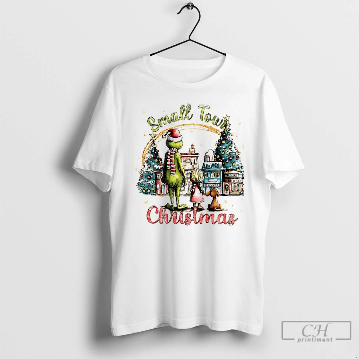 Premium Grinch And Friends Small Town Christmas Christmas T Shirts Unisex T-shirt, Sweatshirt, Hoodie, Long Sleeve Tee - T-Shirt, Sweatshirt, Hoodie