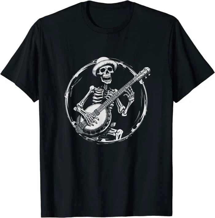 Skeleton Playing Banjo Funny Bluegrass Style Classic Tee T-Shirt Unisex T-shirt, Sweatshirt, Hoodie, Long Sleeve Tee - T-Shirt, Sweatshirt, Hoodie