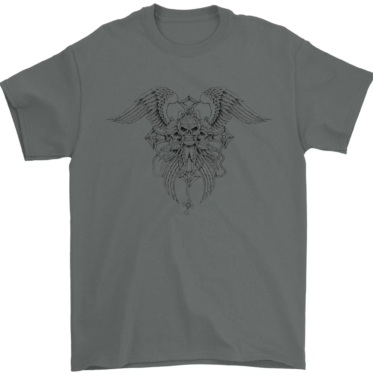 Cross Skull Wings Gothic Biker Heavy Metal Mens T-Shirt 100% Cotton Unisex T-shirt, Sweatshirt, Hoodie, Long Sleeve Tee - T-Shirt, Sweatshirt, Hoodie