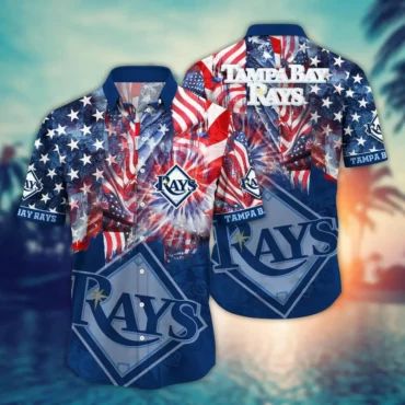 Tampa Bay Rays Patriotic Fireworks Hawaiian Shirt Unisex T-shirt, Sweatshirt, Hoodie, Long Sleeve Tee - T-Shirt, Sweatshirt, Hoodie