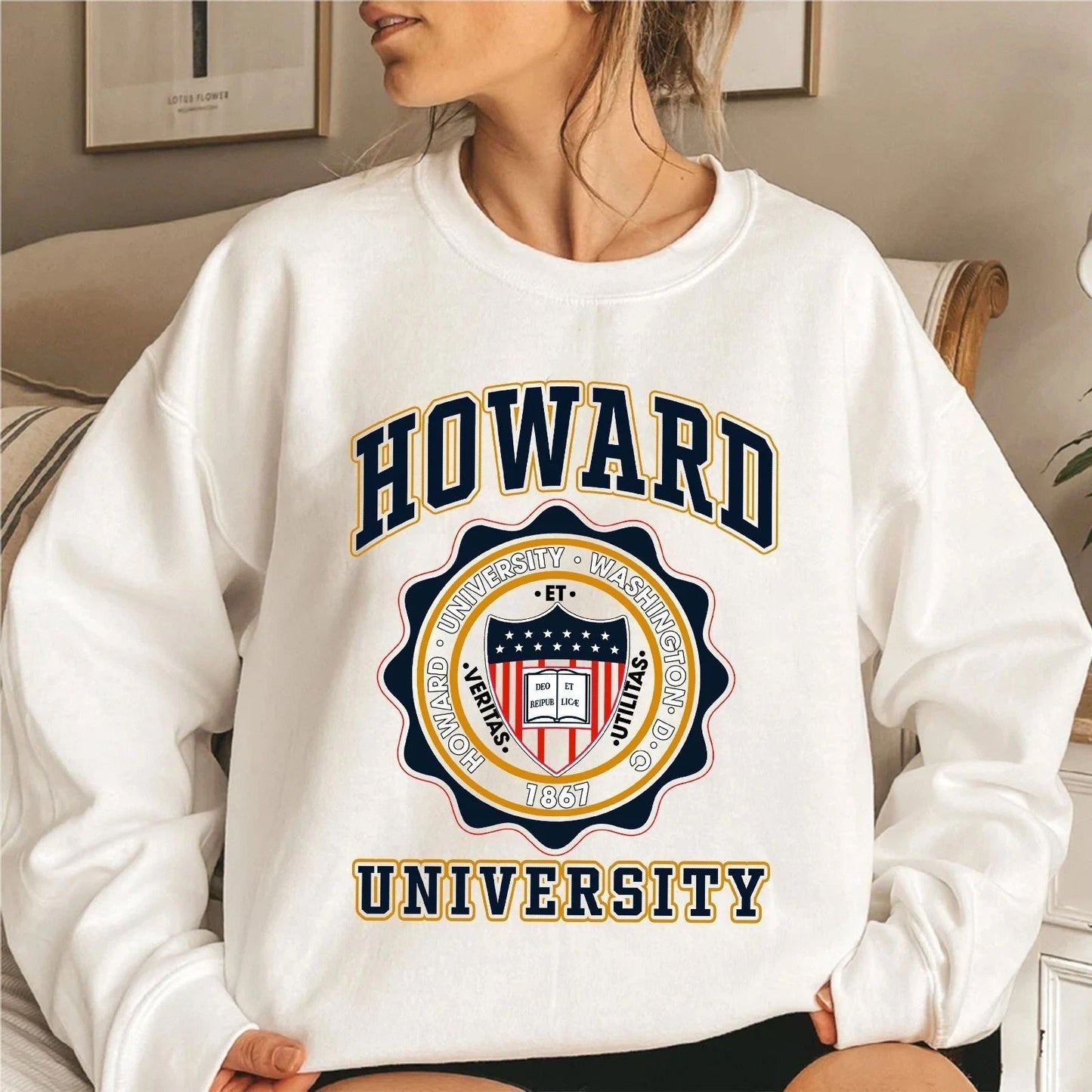 Howard University Sweatshirt, Vintage 90s Style College Hoodie S5XL Unisex T-shirt, Sweatshirt, Hoodie, Long Sleeve Tee - T-Shirt, Sweatshirt, Hoodie