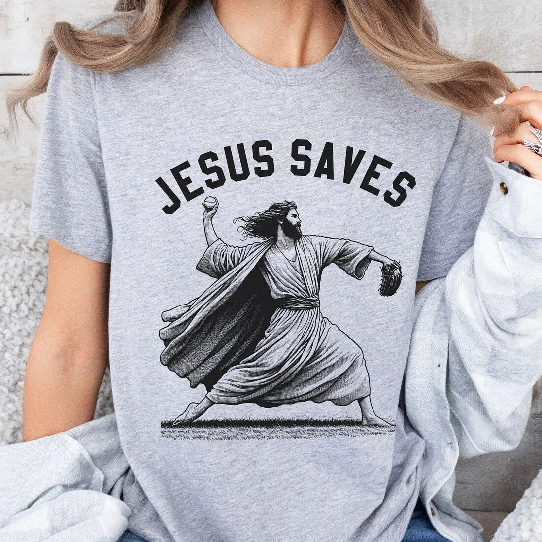 SALE! Jesus Saves Baseball T-Shirt, Christian Easter Shirt Unisex T-shirt, Sweatshirt, Hoodie, Long Sleeve Tee - T-Shirt, Sweatshirt, Hoodie