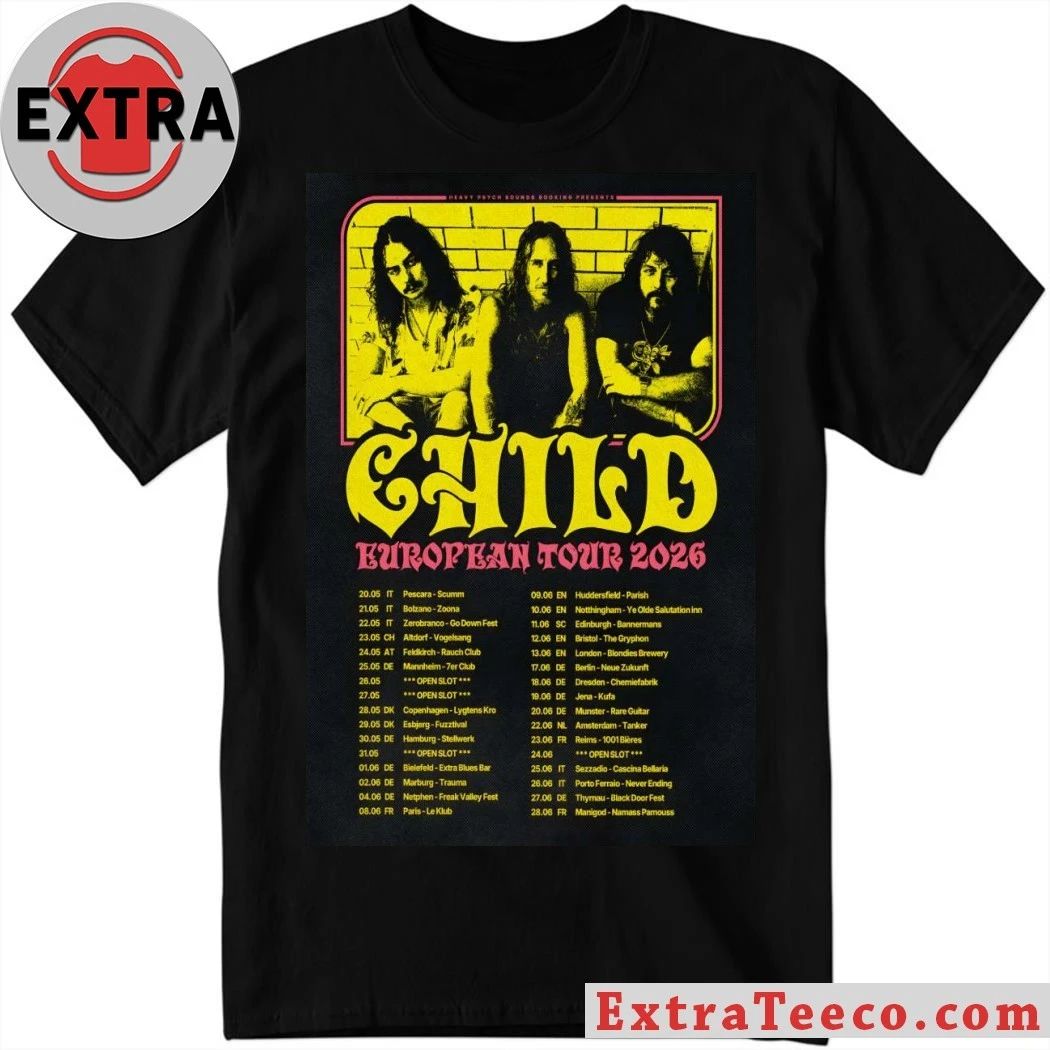 CHILD European Tour 2026 Poster Shirt Unisex T-shirt, Sweatshirt, Hoodie, Long Sleeve Tee - T-Shirt, Sweatshirt, Hoodie