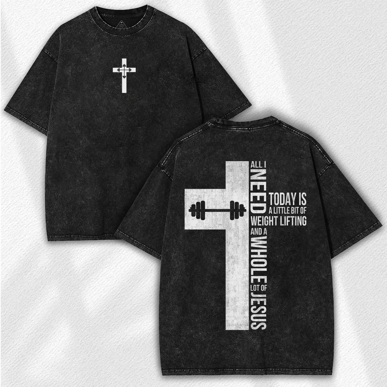 Faith & Gains Washed Tee, Weightlifting Cross Shirt, Heavy Cotton Christian Gym Unisex T-shirt, Sweatshirt, Hoodie, Long Sleeve Tee - T-Shirt, Sweatshirt, Hoodie