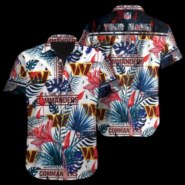 personalized Washington Commanders Tropical Bloom Hawaiian Shirt Unisex T-shirt, Sweatshirt, Hoodie, Long Sleeve Tee - T-Shirt, Sweatshirt, Hoodie