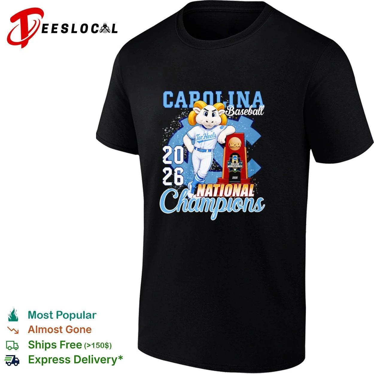 Carolina Baseball 2026 National Champions T-shirt Unisex T-shirt, Sweatshirt, Hoodie, Long Sleeve Tee - T-Shirt, Sweatshirt, Hoodie