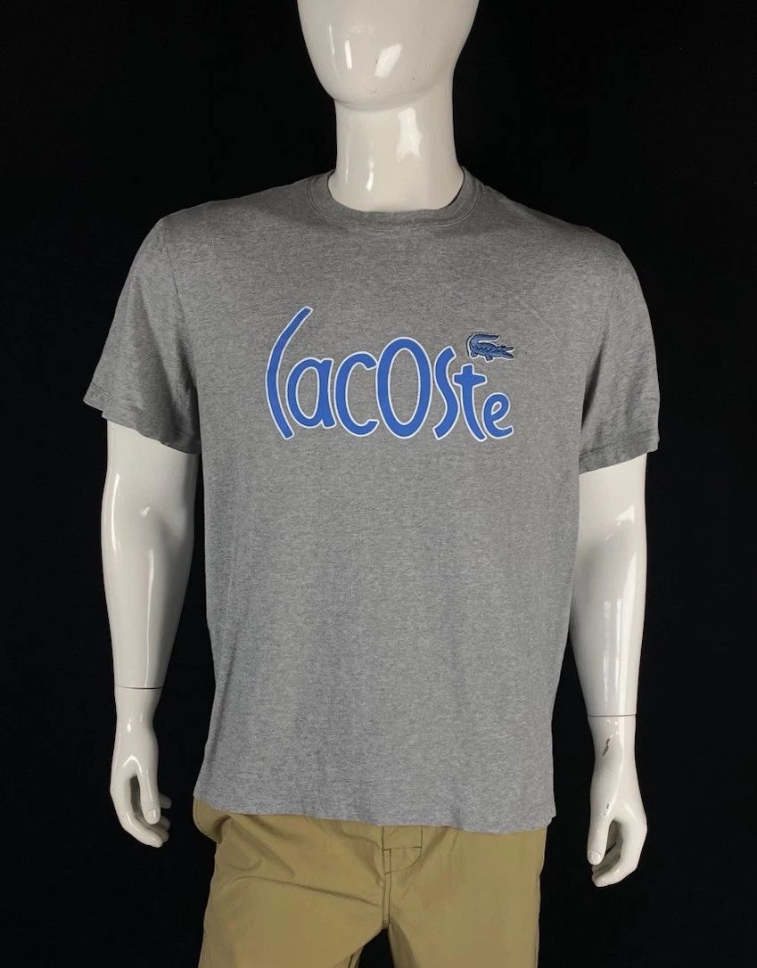 Lacoste Big Gator Logo Gray T-Shirt, A Grade, Men's Size FR 7 US XXL Unisex T-shirt, Sweatshirt, Hoodie, Long Sleeve Tee - T-Shirt, Sweatshirt, Hoodie