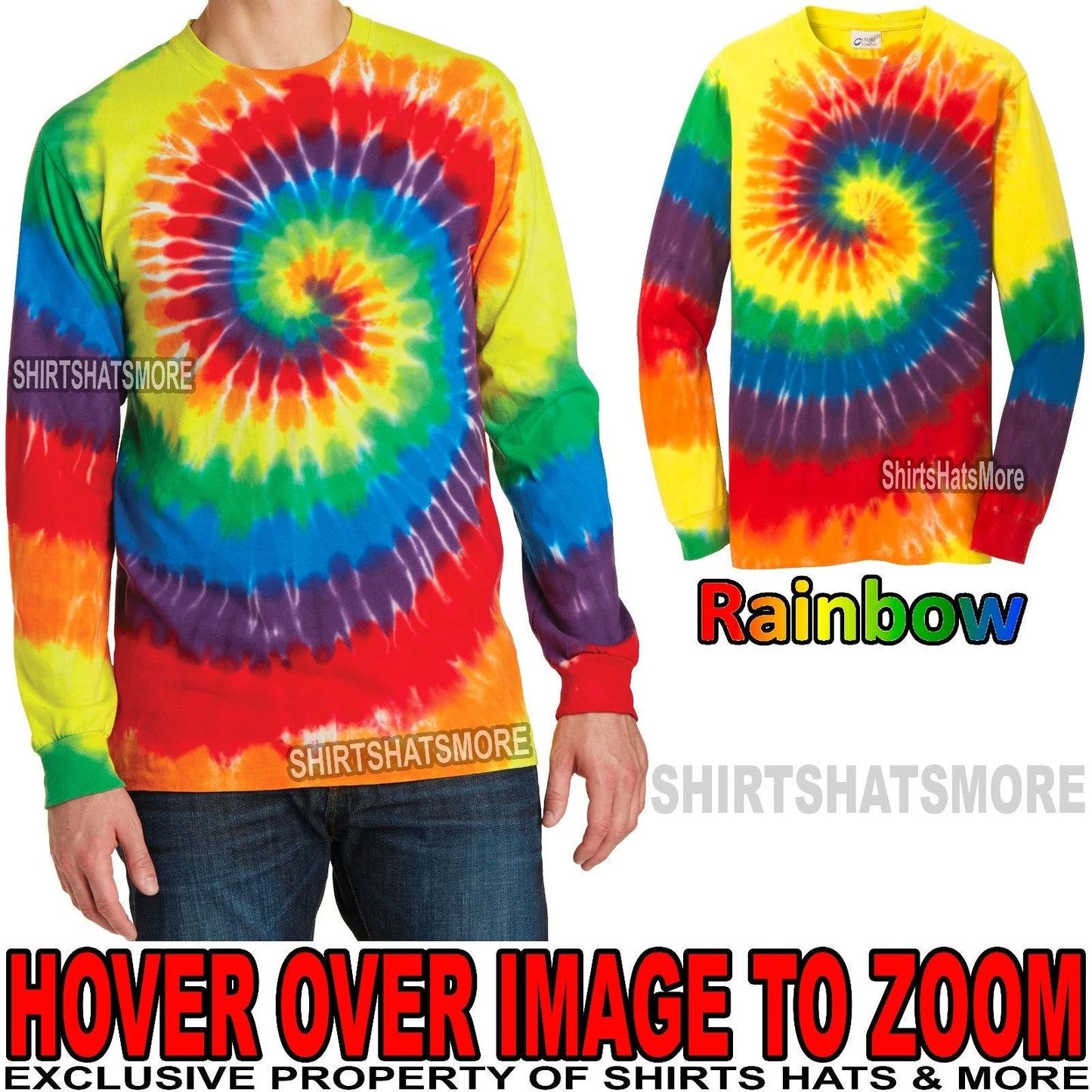 Mens Long Seeve Tie Dye T-Shirt RAINBOW Tye Died Tee S-XL 2XL, 3XL, 4XL NEW Unisex T-shirt, Sweatshirt, Hoodie, Long Sleeve Tee - T-Shirt, Sweatshirt, Hoodie